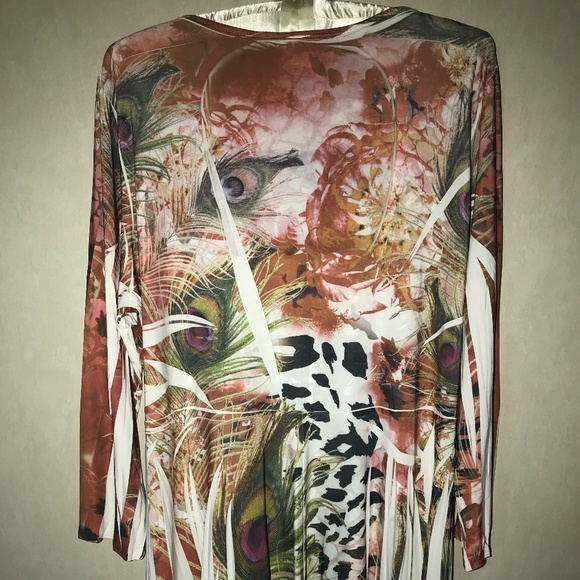 Reina 2X Rhinestone Peacock & Leopard Print Tunic - Picture 3 of 5
